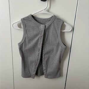 Grey button up vest top